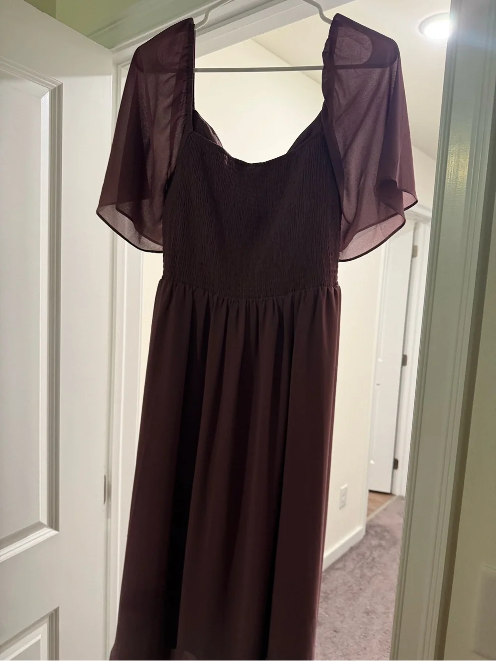Baltic Born Mauve Flutter-Sleeve Midi Dress